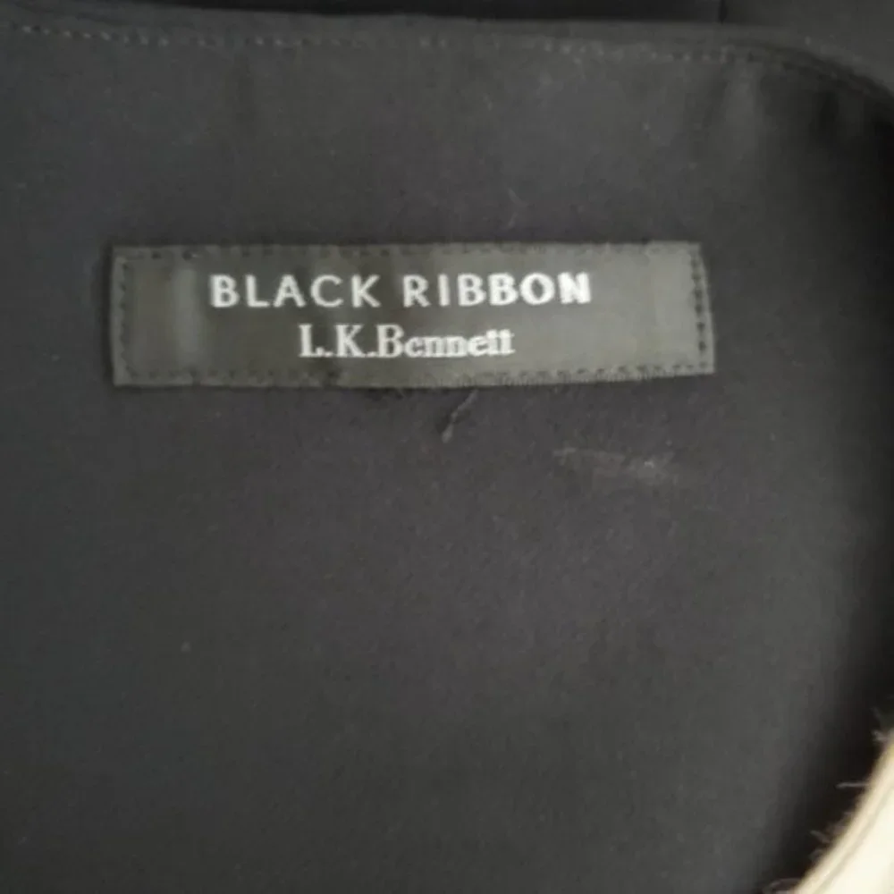 L.K. BENNETT Black Ribbon Tuxedo Dress Sz M - Picture 7 of 10